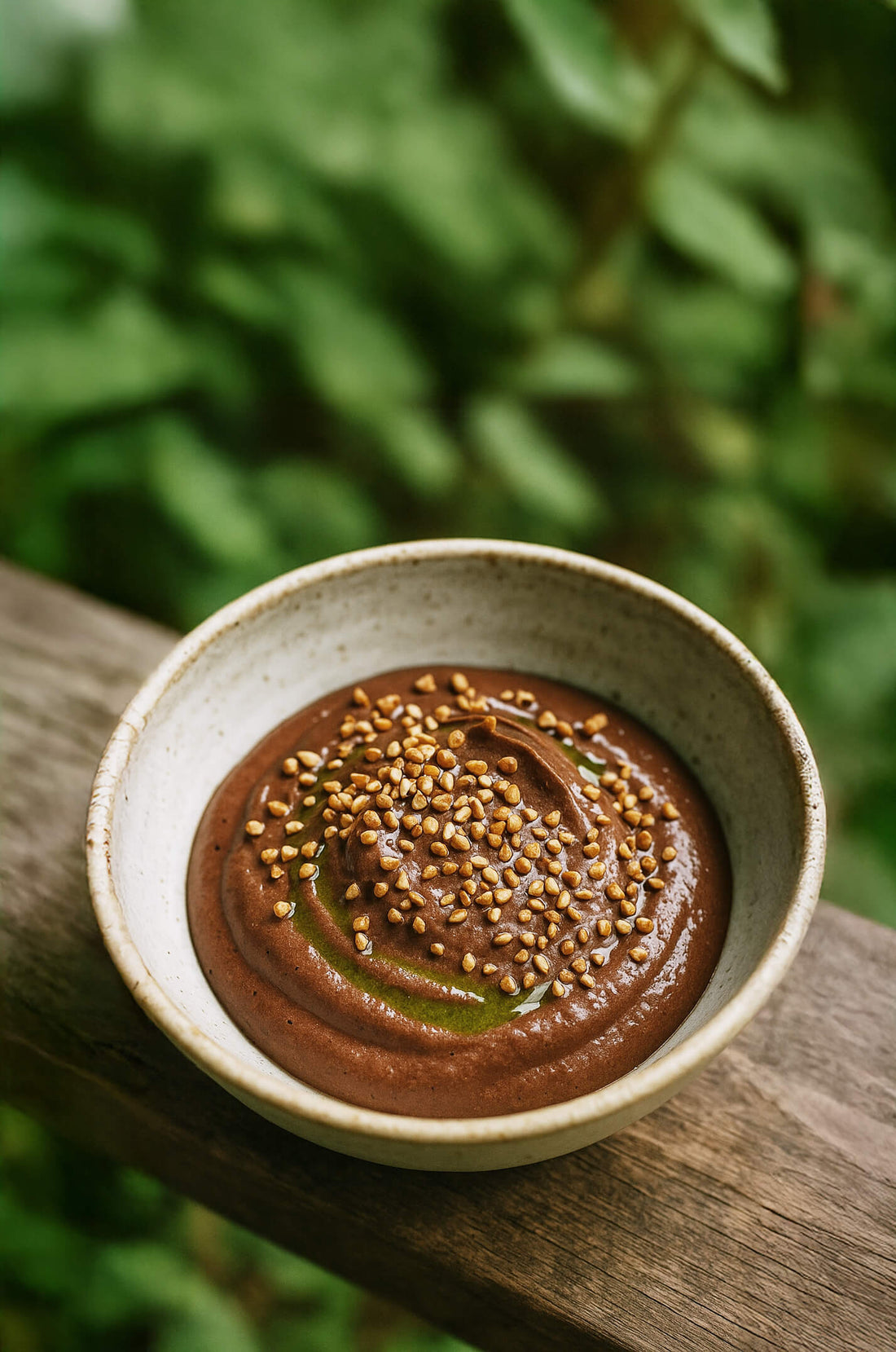 Mousse au chocolat à l'huile de feuille de figuier et sobacha